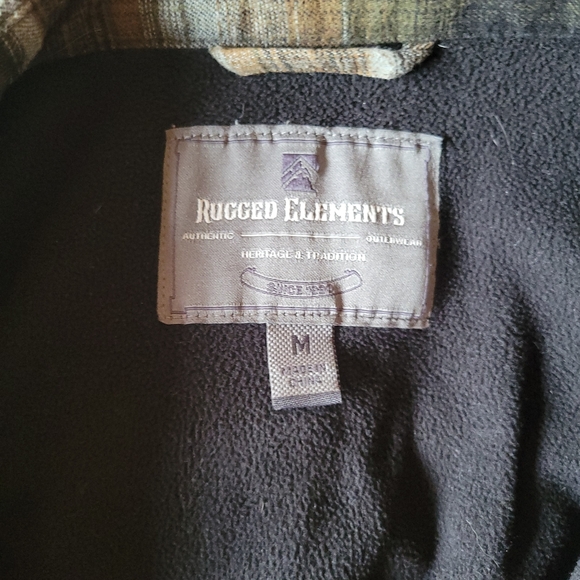 Rugged Elements Flannel Shirt Mens Medium Brown Plaid Lined Button Up - Picture 2 of 6
